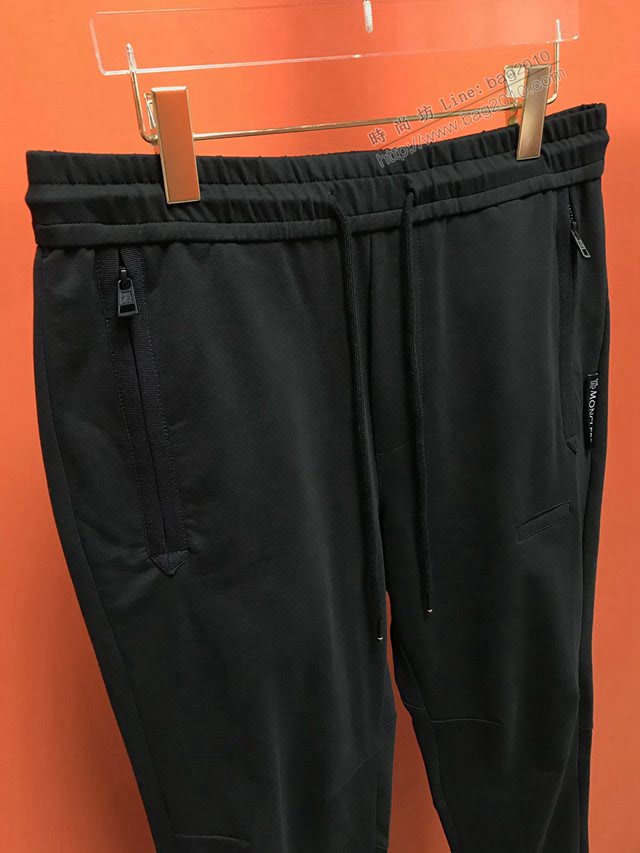 Moncler男裝 2020新款立體剪裁衛褲 Moncler黑色休閒男士長褲  tzy2546